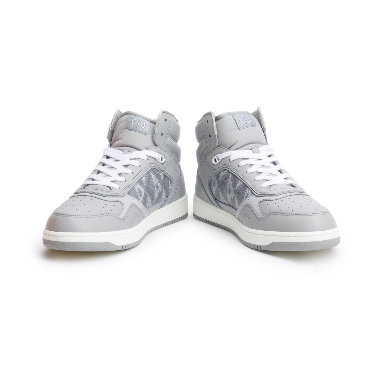 Christian Dior Grey Leather Oblique Jacquard B27 High-Top Sneakers, Men's Size 45