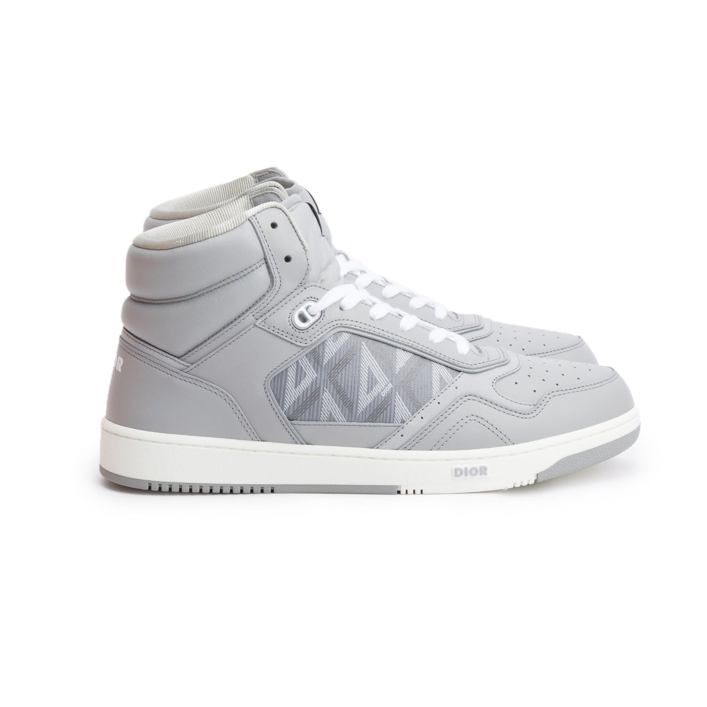 Christian Dior Grey Leather Oblique Jacquard B27 High-Top Sneakers, Men's Size 45