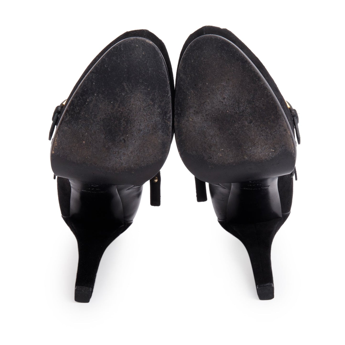Louis Vuitton Black Leather Suede Platform Brigade Ankle Booties, Size 37.5