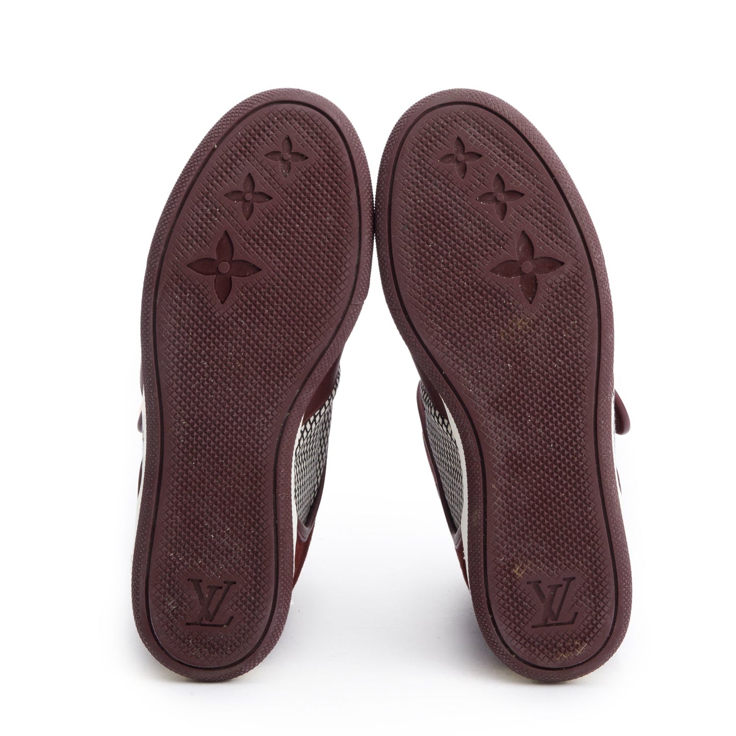 Louis Vuitton Burgundy Suede/Leather Postmark Wedge High-Top Sneakers, Size 37.5