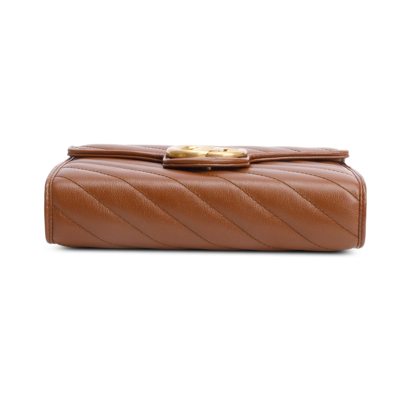 Gucci Brown GG Marmont Mini Wallet on Chain