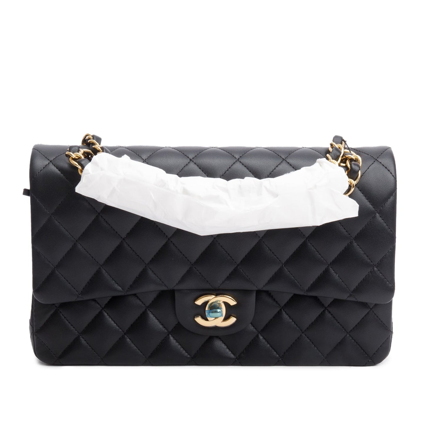 Chanel 2025 Black Quilted Lambskin Leather Classic Medium Double Flap Bag