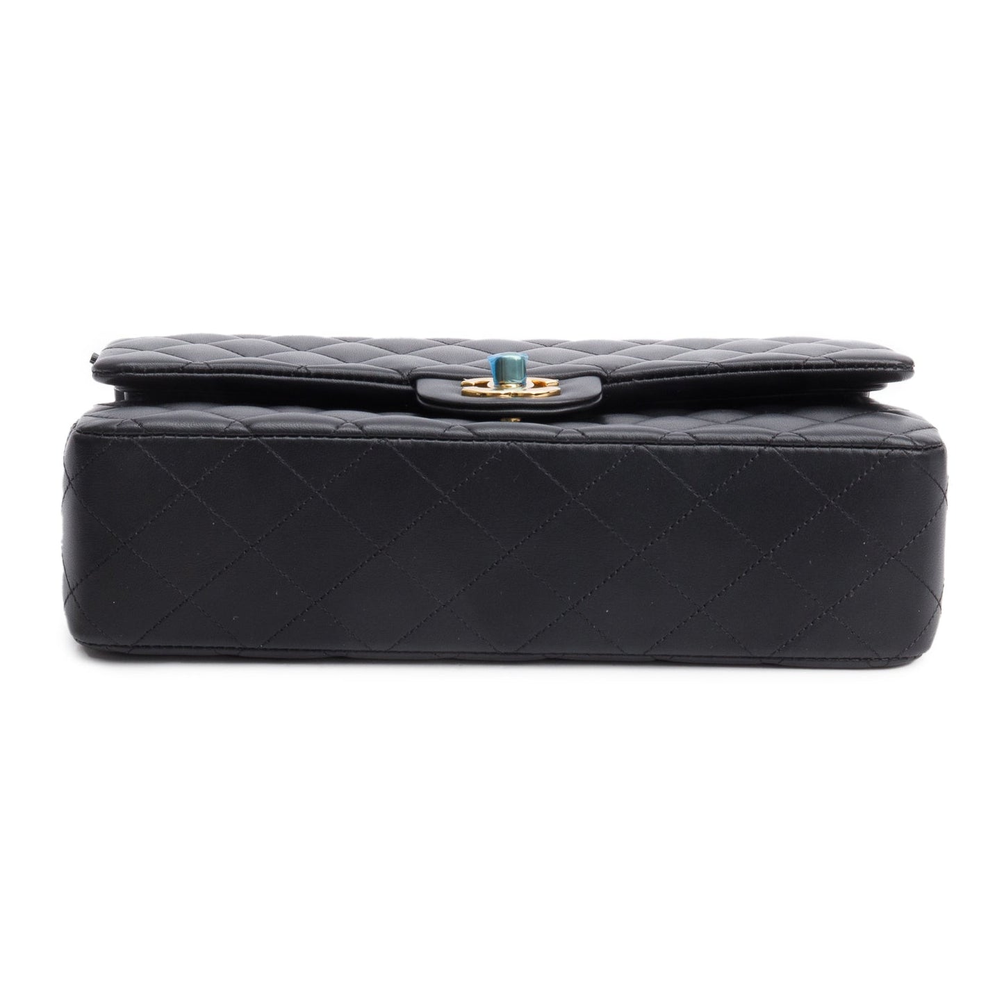 Chanel 2025 Black Quilted Lambskin Leather Classic Medium Double Flap Bag