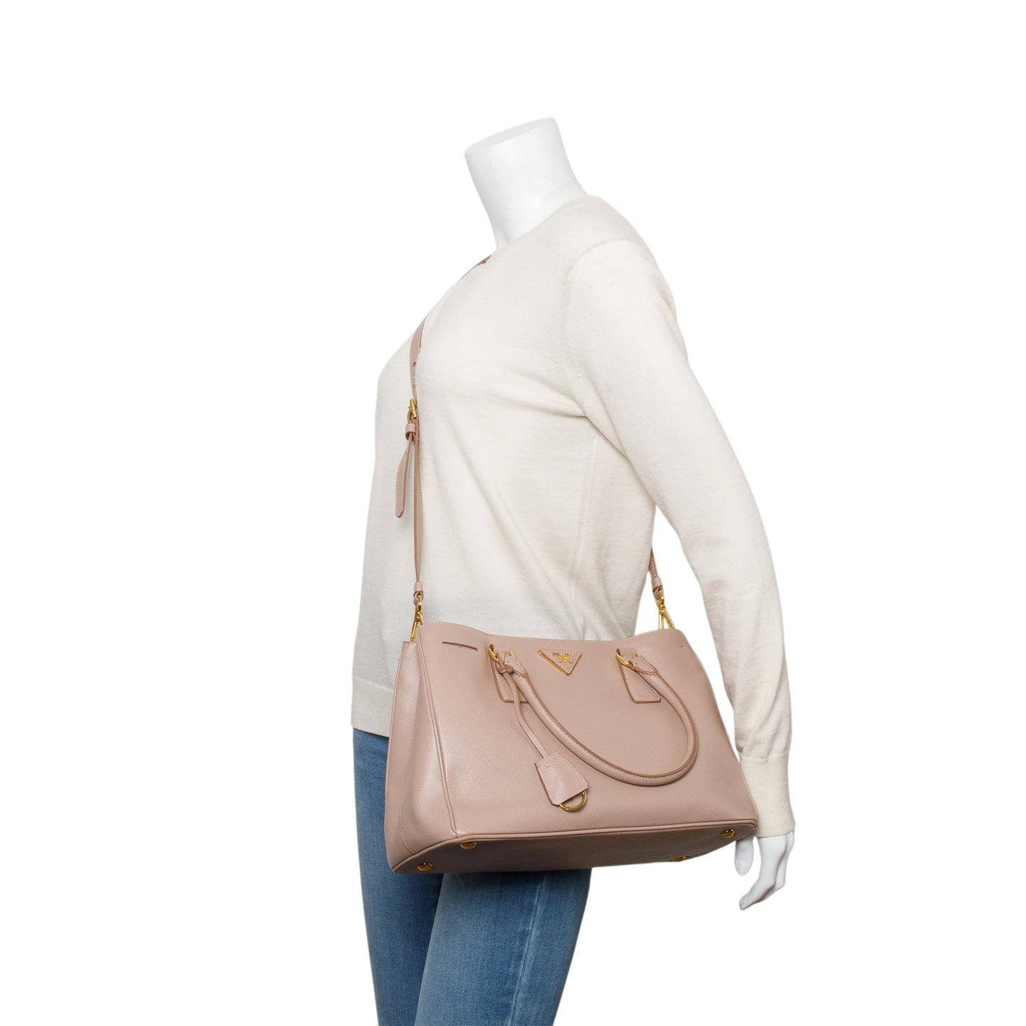 Prada Beige Saffiano Lux Small Galleria Tote