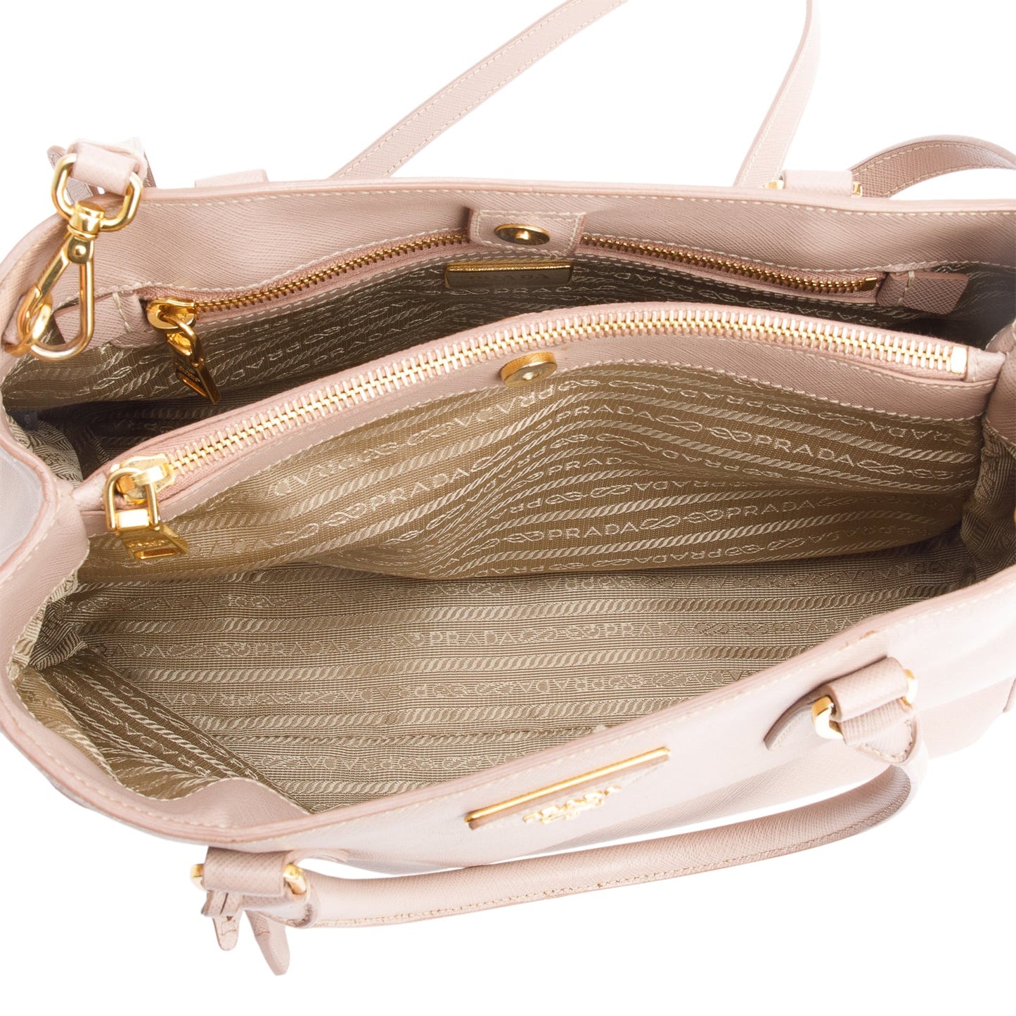 Prada Beige Saffiano Lux Small Galleria Tote