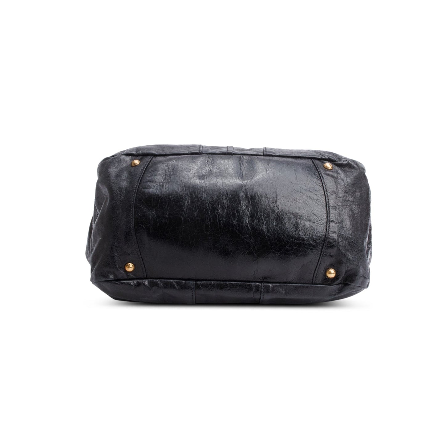 Prada Black Vitello Shine Chain Hobo
