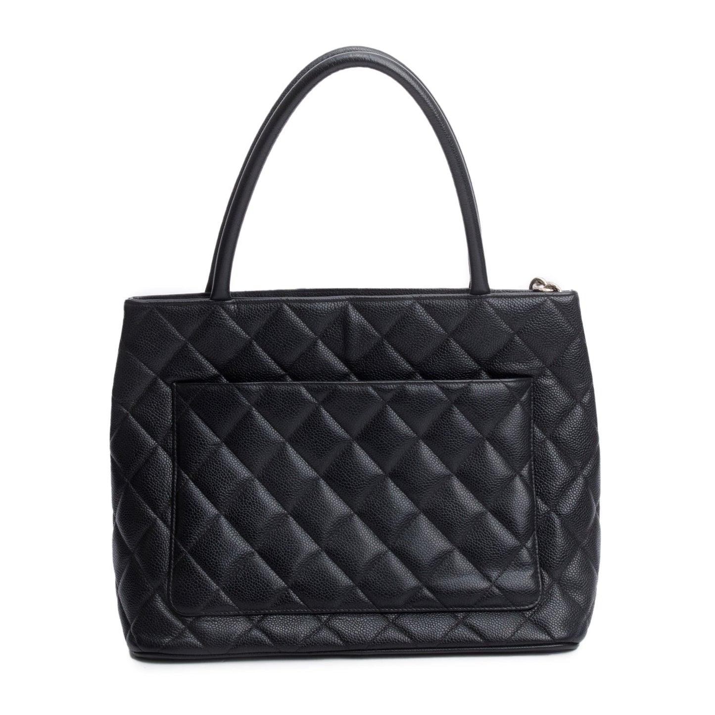 Chanel Vintage Black Caviar Leather Medallion Tote
