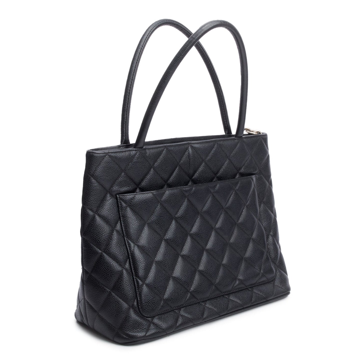 Chanel Vintage Black Caviar Leather Medallion Tote