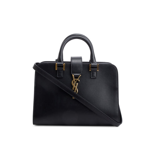 Saint Laurent Black Calfskin Leather Baby Cabas Tote Bag
