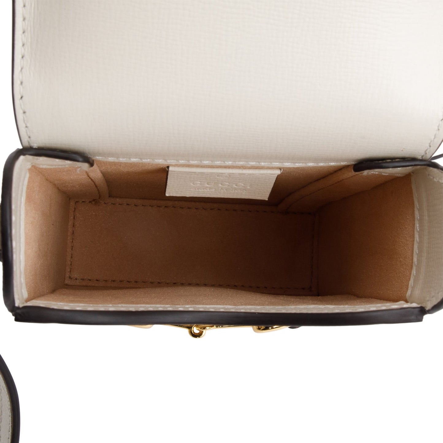 Gucci GG Supreme White Leather Trim Mini Horsebit 1955 Crossbody Bag