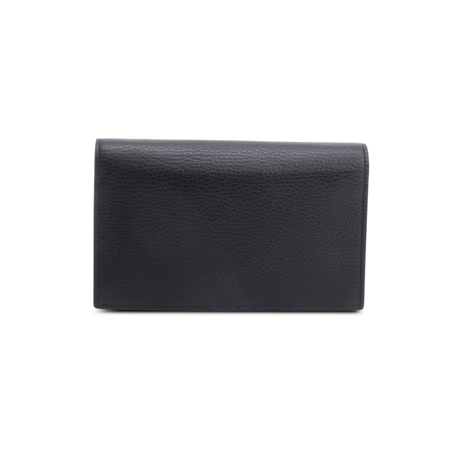 Gucci Black Dollar Calfskin Leather Interlocking GG Wallet on Chain
