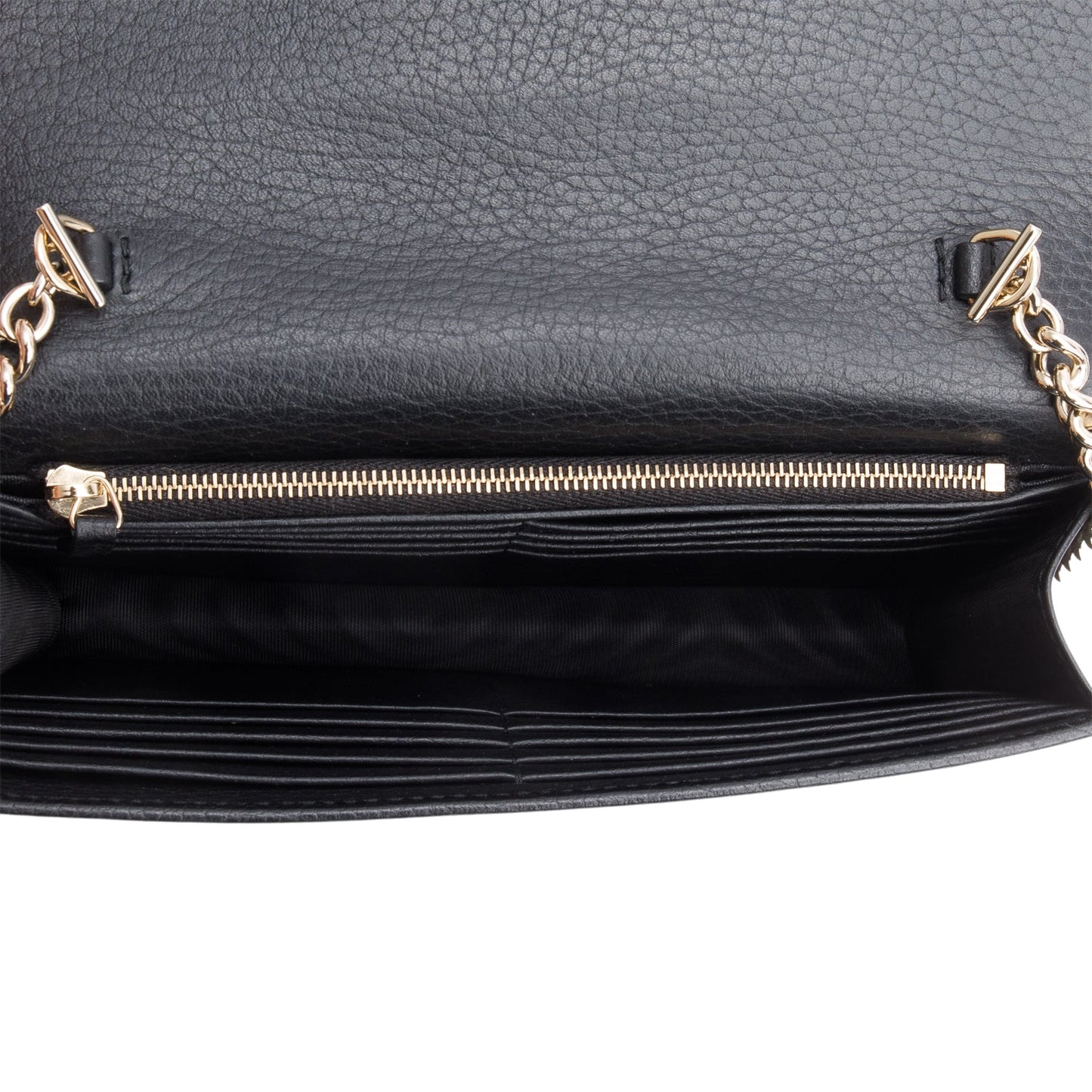 Gucci Black Dollar Calfskin Leather Interlocking GG Wallet on Chain