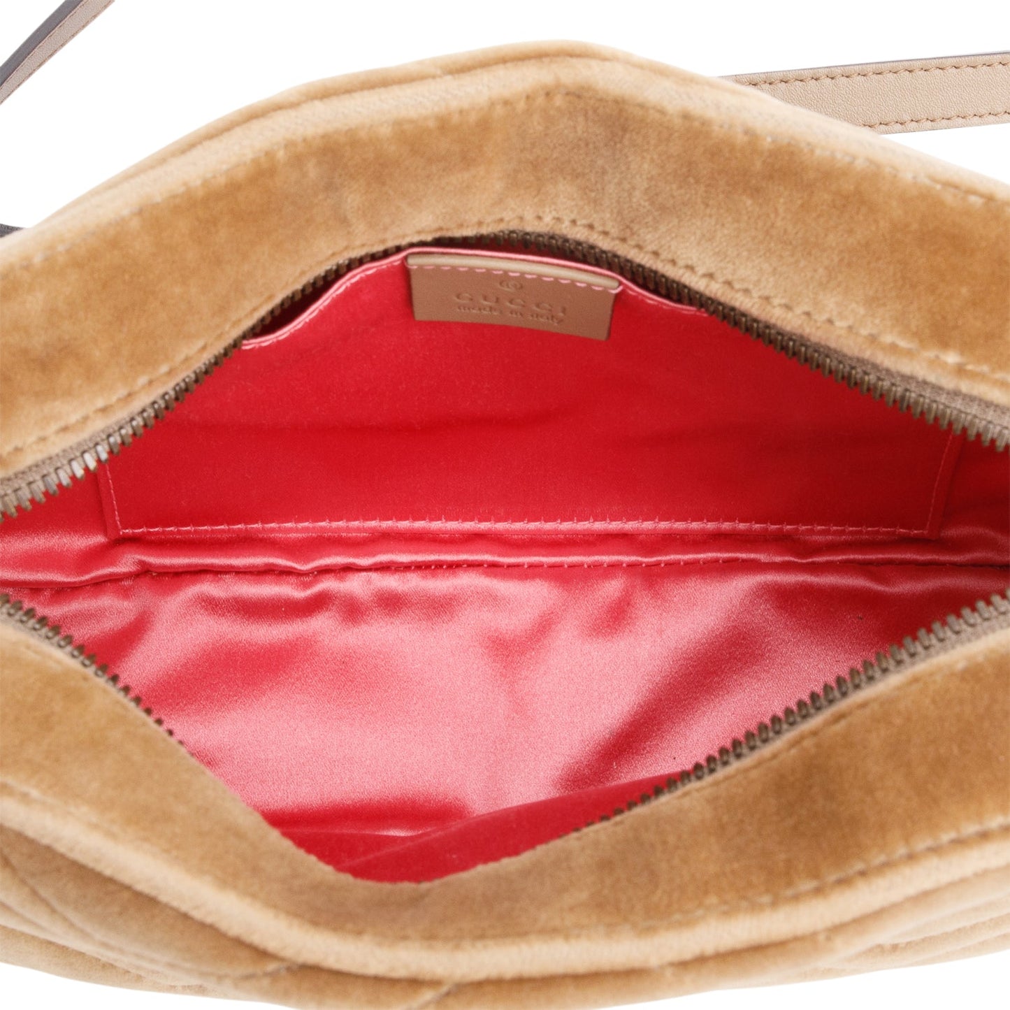 Gucci Brown Velvet Matelasse GG Marmont Small Shoulder Bag