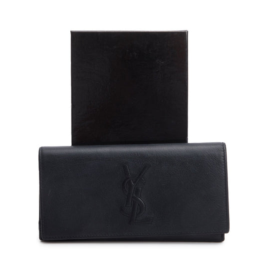 Saint Laurent Black Leather Continental Flap Wallet