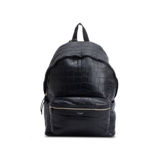 Saint Laurent 2020 Black Crocodile-Embossed Calfskin Leather City Backpack
