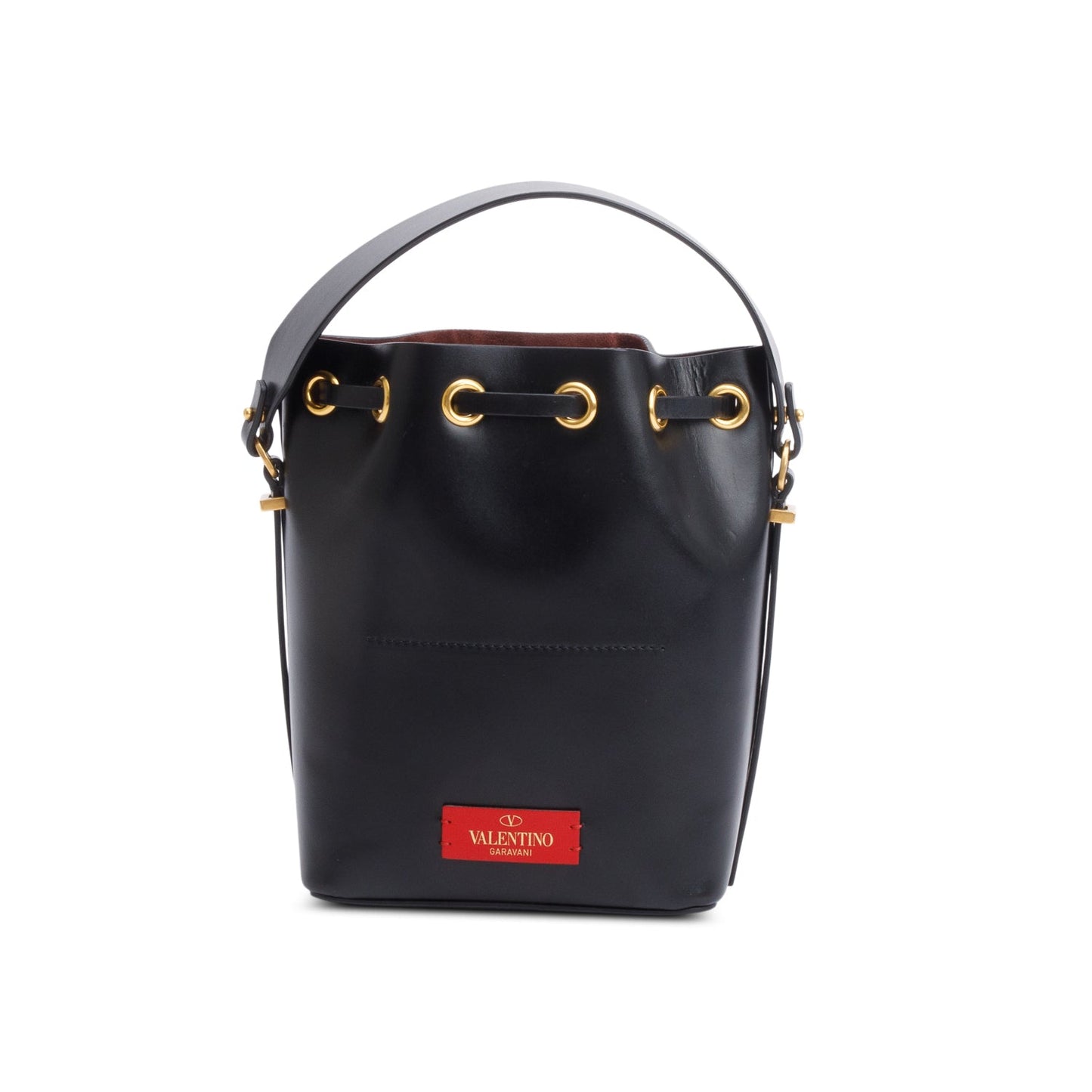 Valentino Black Calfskin Leather Vlogo Walk Bucket Bag