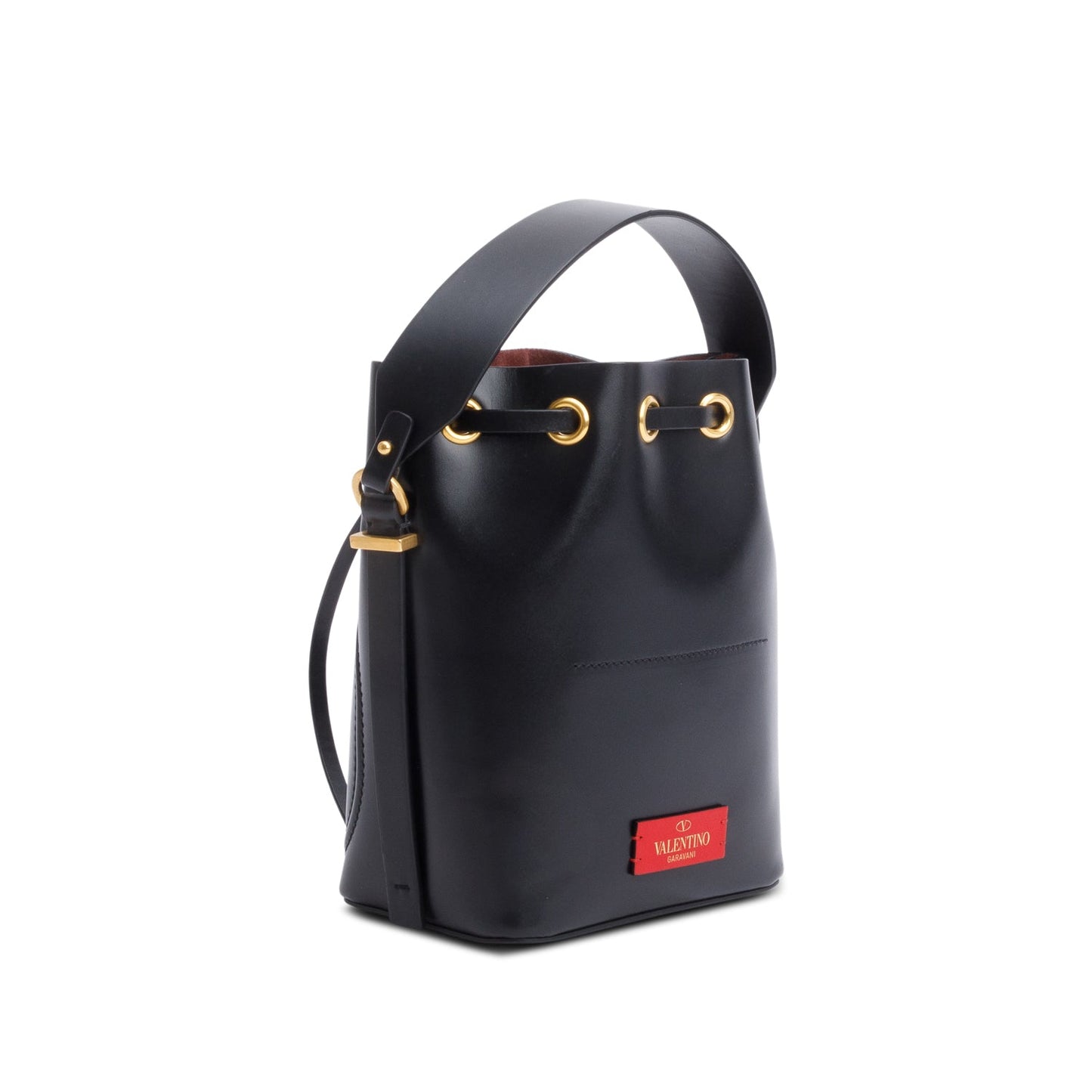 Valentino Black Calfskin Leather Vlogo Walk Bucket Bag