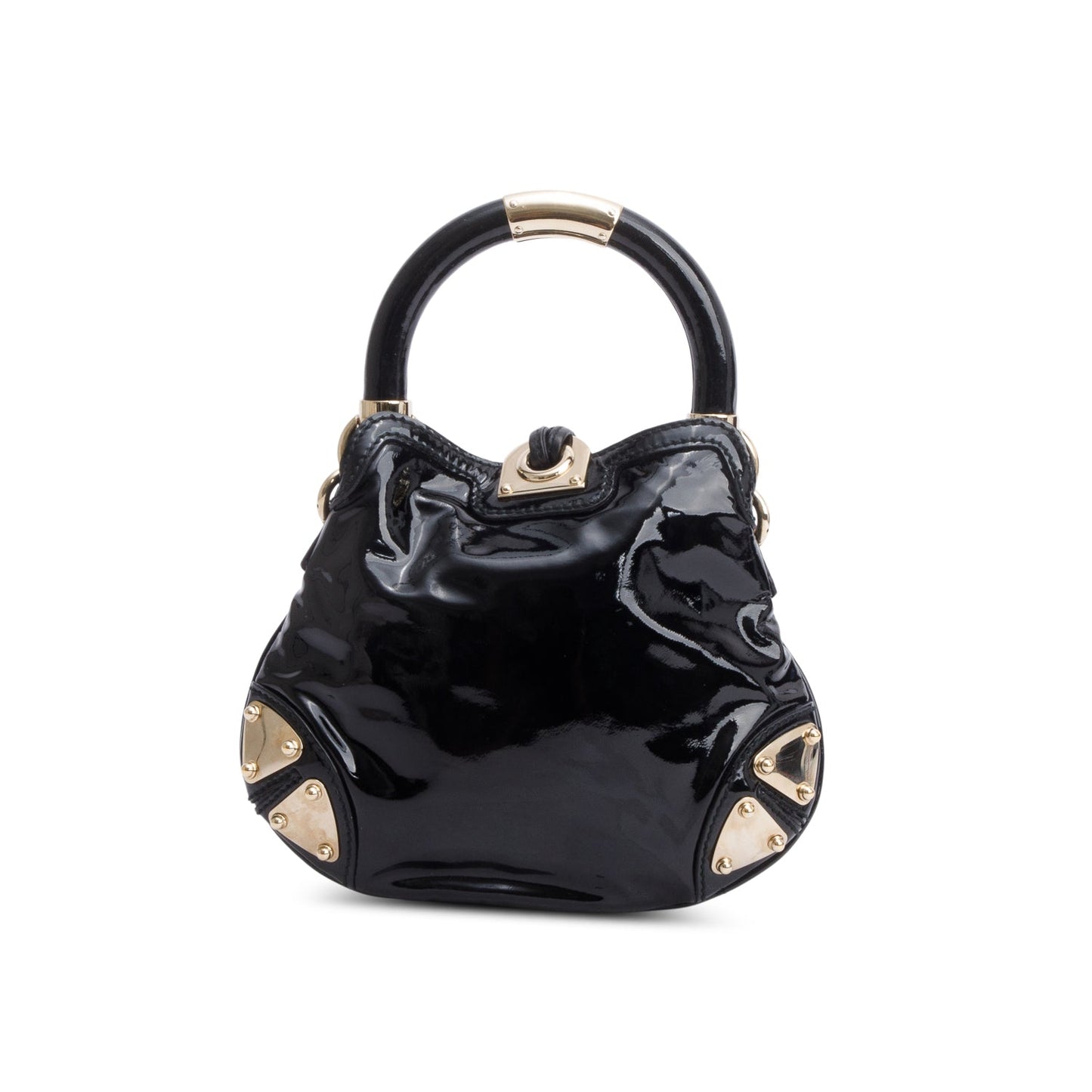 Gucci Black Patent Leather Mini Indy Babouska Handle Crossbody Bag