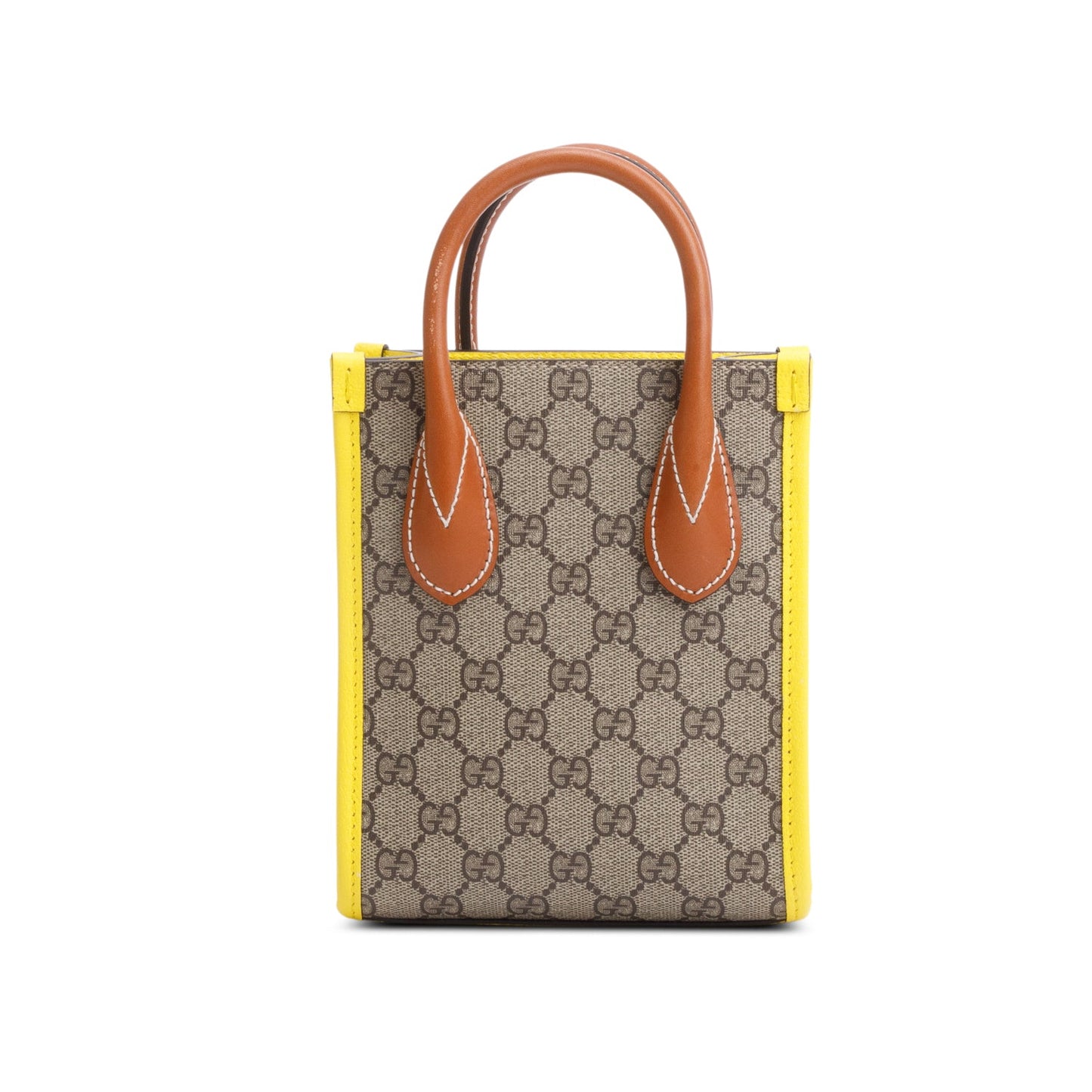 Gucci GG Supreme Yellow Leather Trim Heart Interlocking G Mini Tote