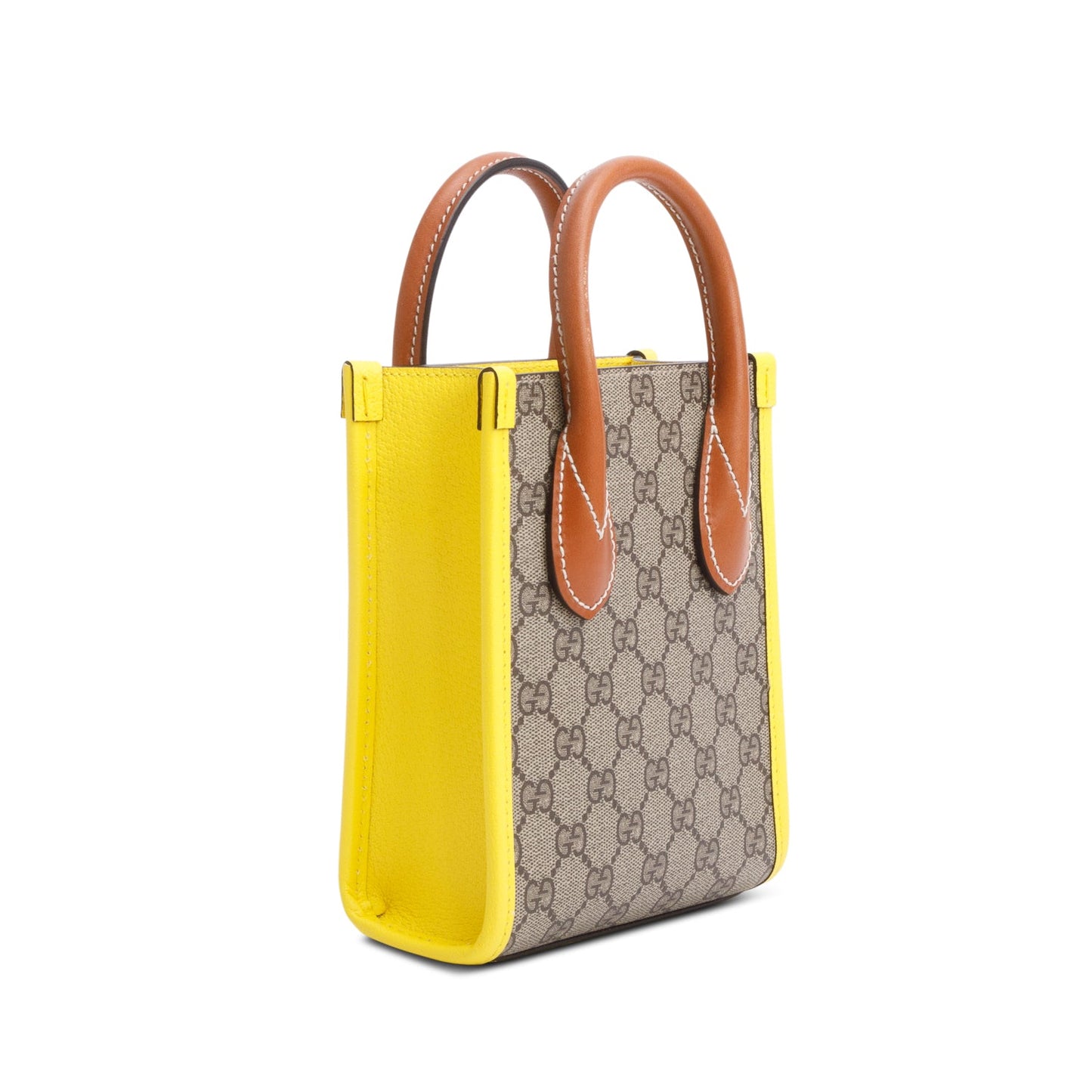 Gucci GG Supreme Yellow Leather Trim Heart Interlocking G Mini Tote