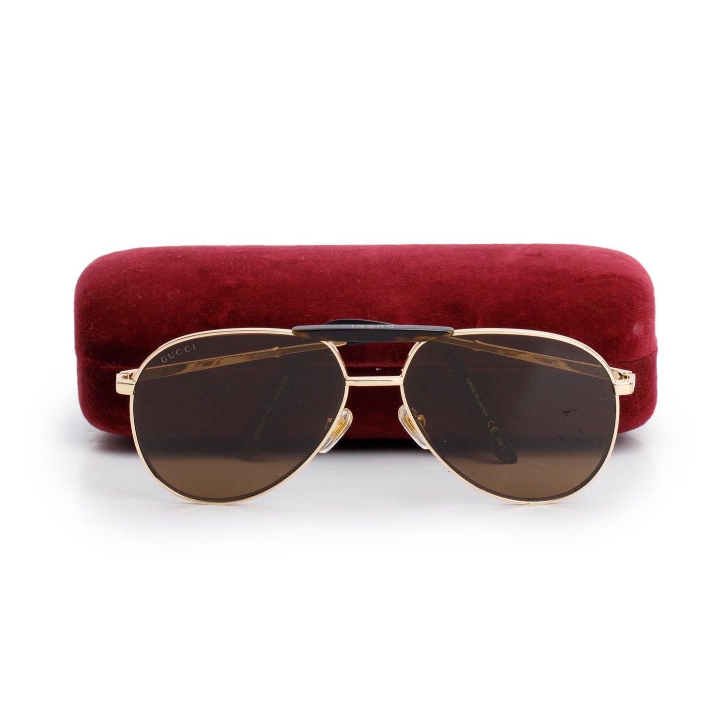 Gucci GG0242S Gold Tone Frame Aviator Sunglasses