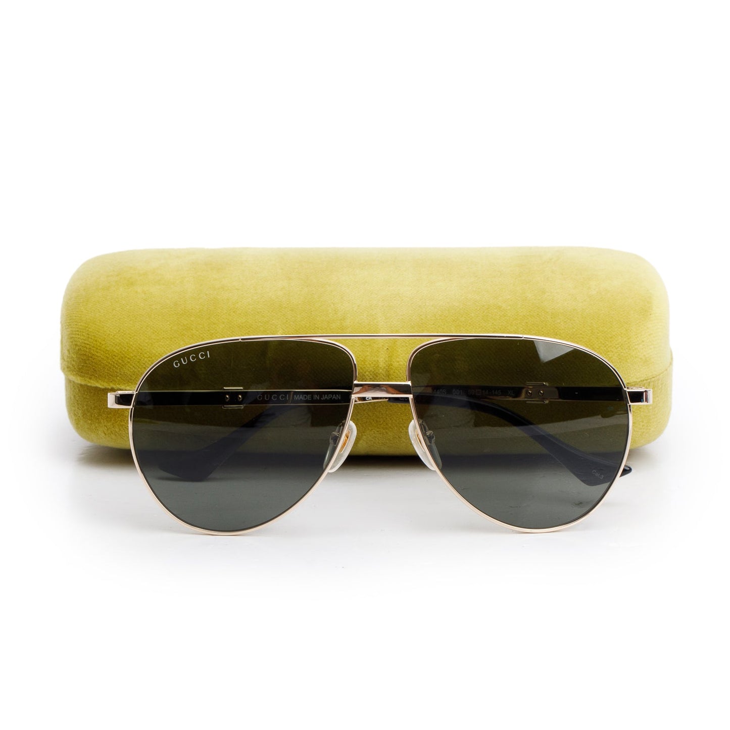 Gucci GG1440S Black Acetate Metal Web Aviator Sunglasses