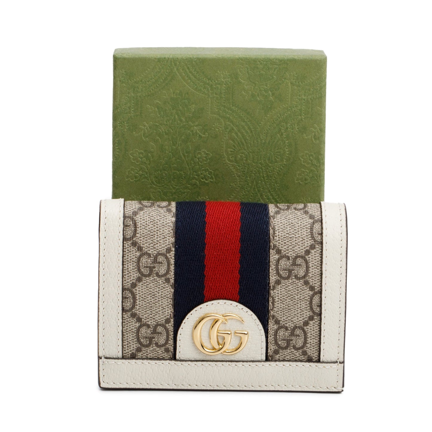 Gucci White Ophidia GG Supreme Canvas Card Case Wallet