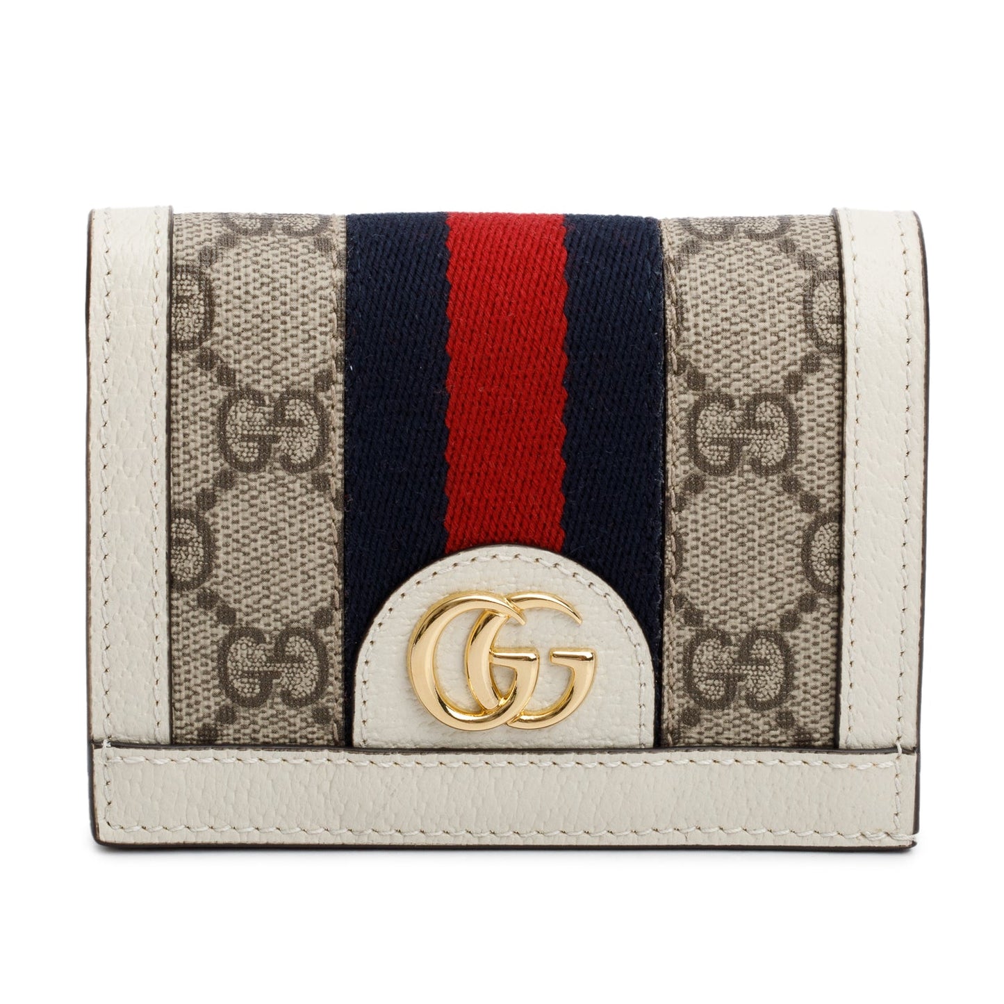 Gucci White Ophidia GG Supreme Canvas Card Case Wallet