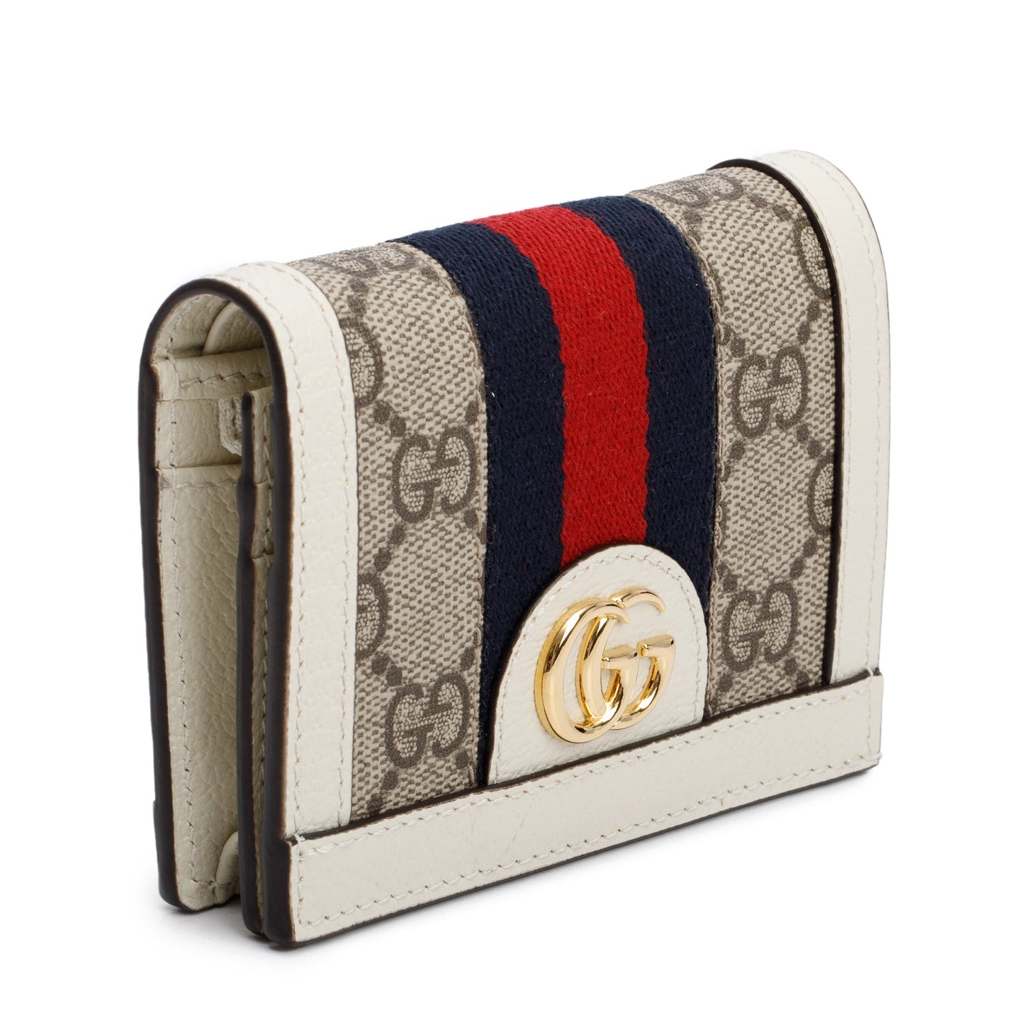 Gucci White Ophidia GG Supreme Canvas Card Case Wallet