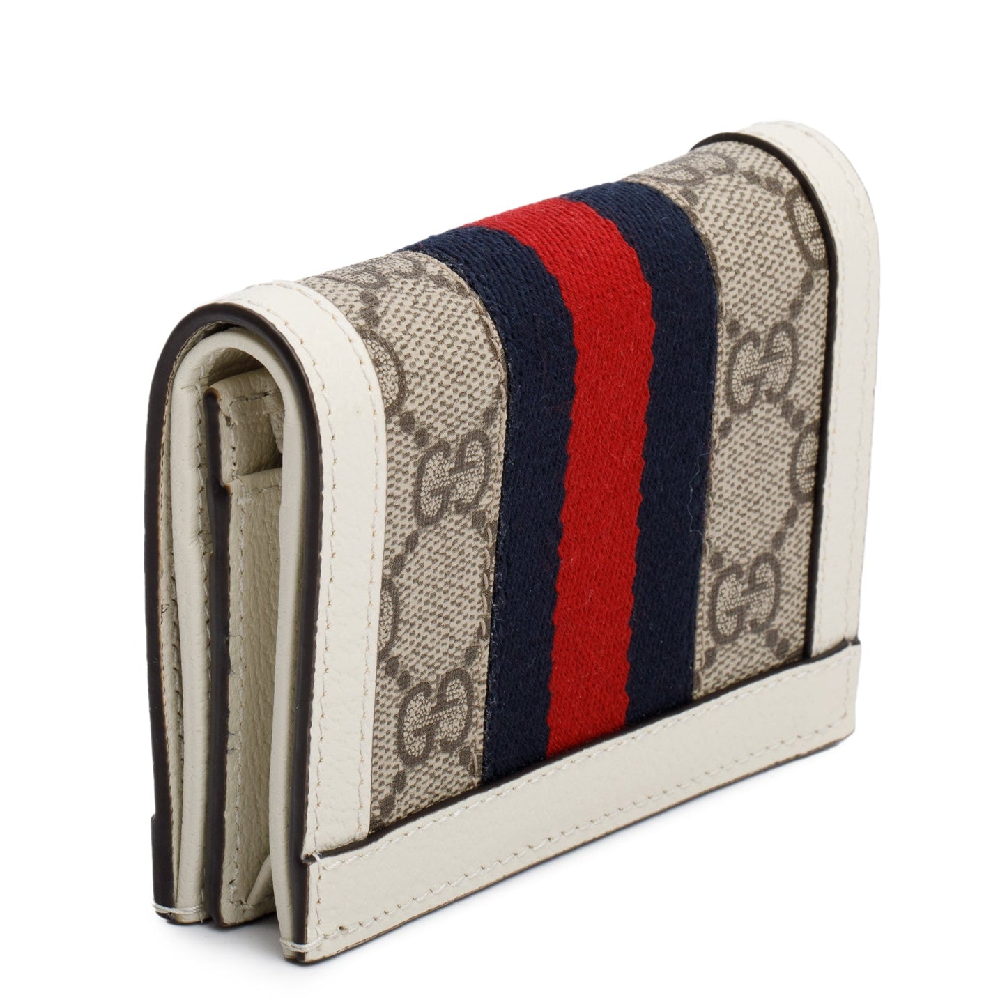 Gucci White Ophidia GG Supreme Canvas Card Case Wallet