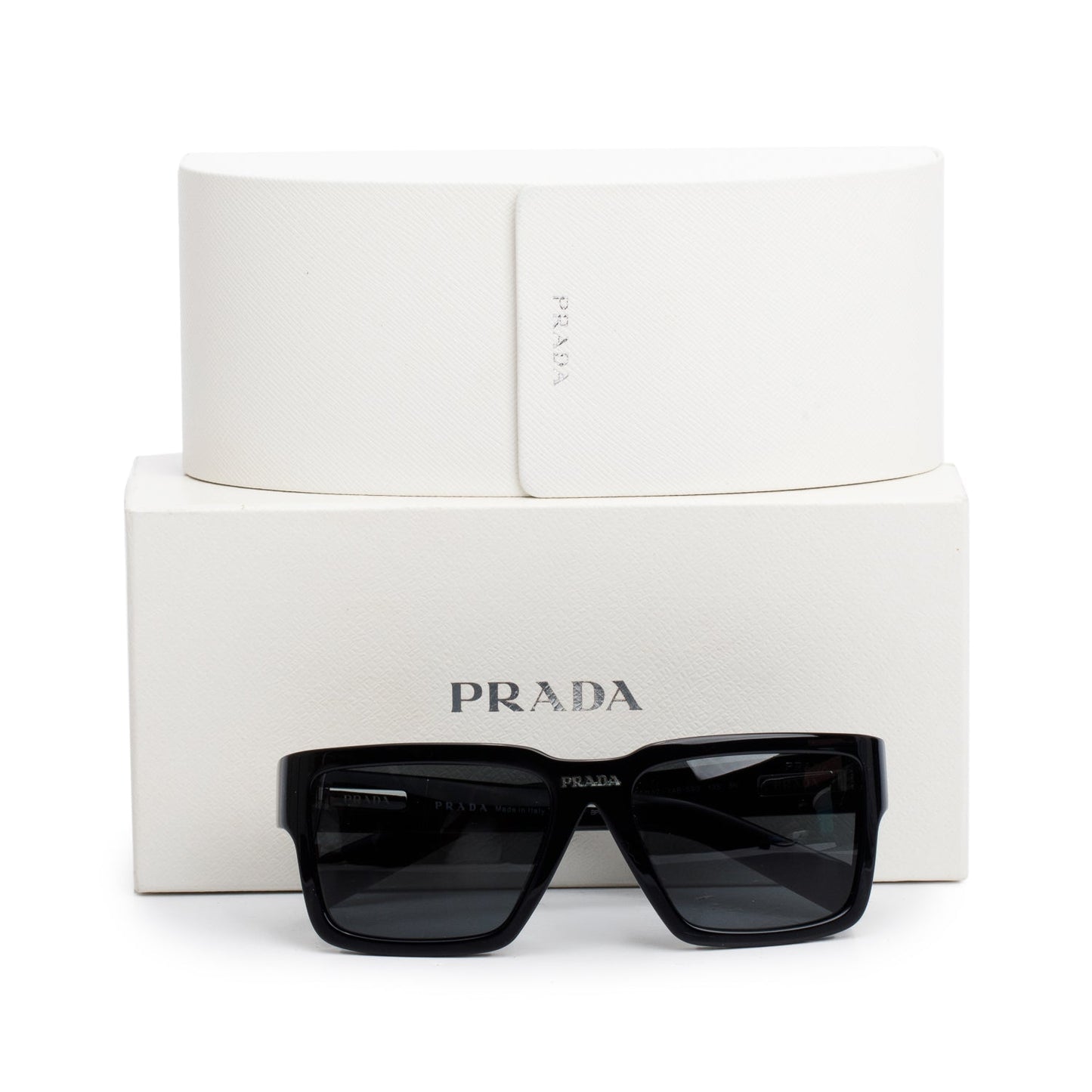 Prada SPR 10Y Black Acetate Square Sunglasses