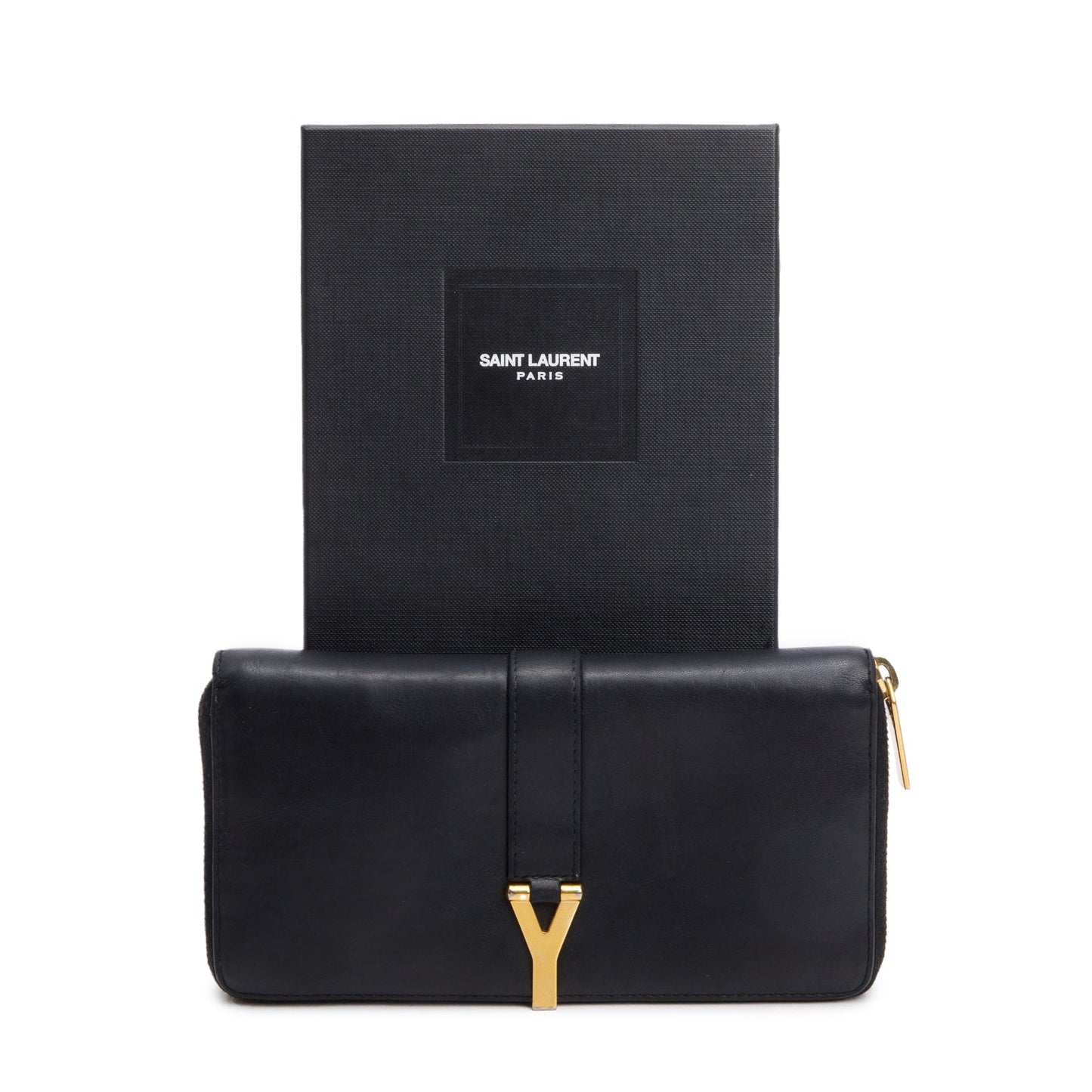 Saint Laurent Black Calfskin Y Ligne Zip Around Wallet