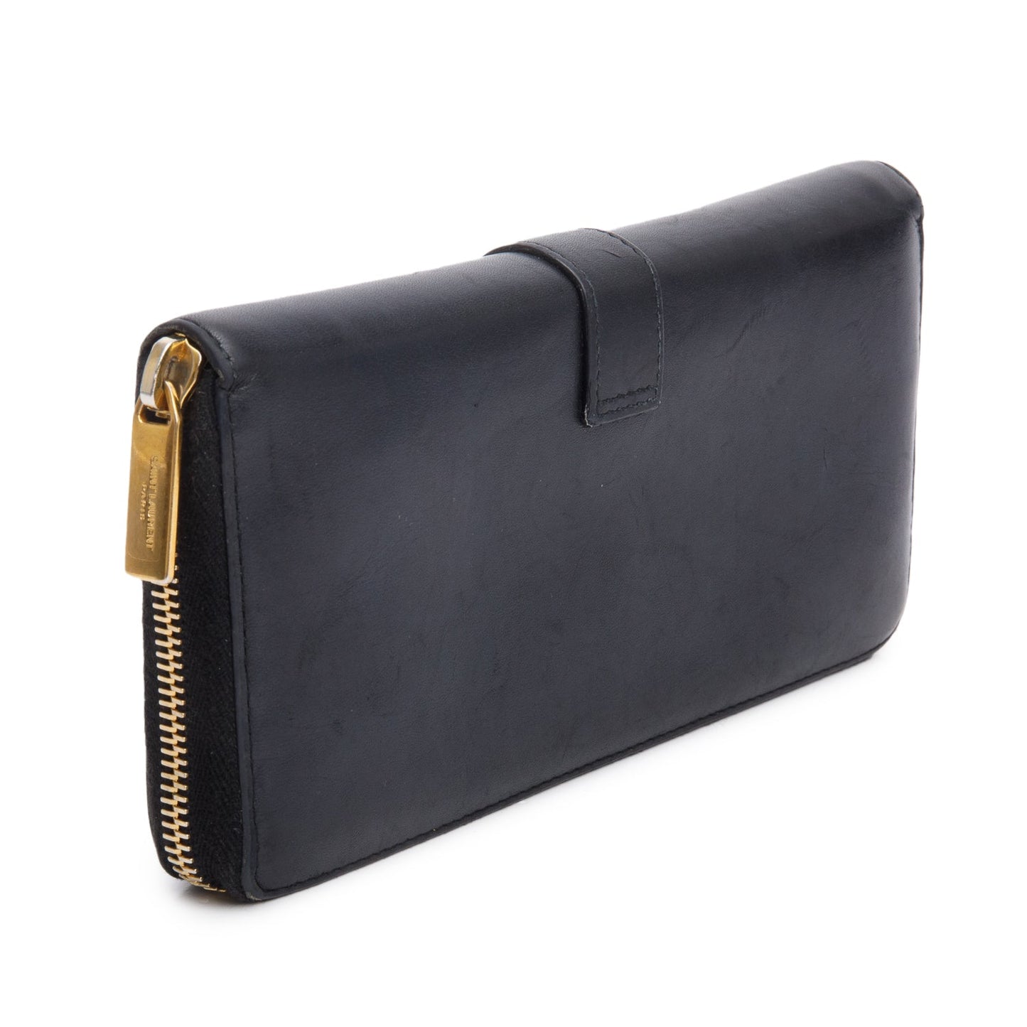 Saint Laurent Black Calfskin Y Ligne Zip Around Wallet