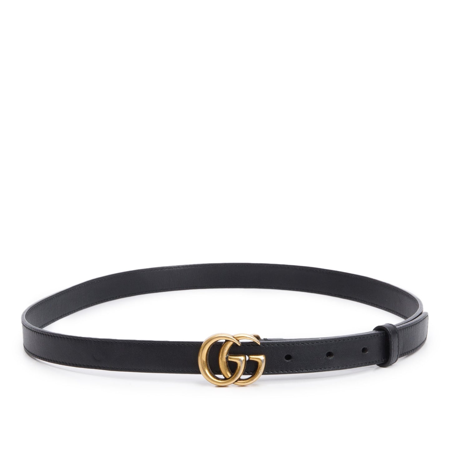 Gucci Black Leather GG Marmont Thin Belt, 85 34