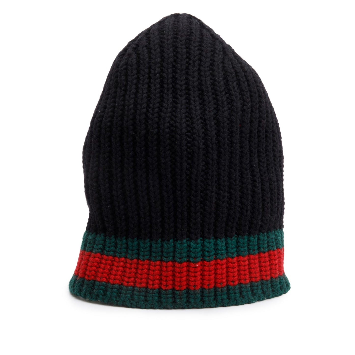 Gucci Black Wool Web Beanie, Size M 58