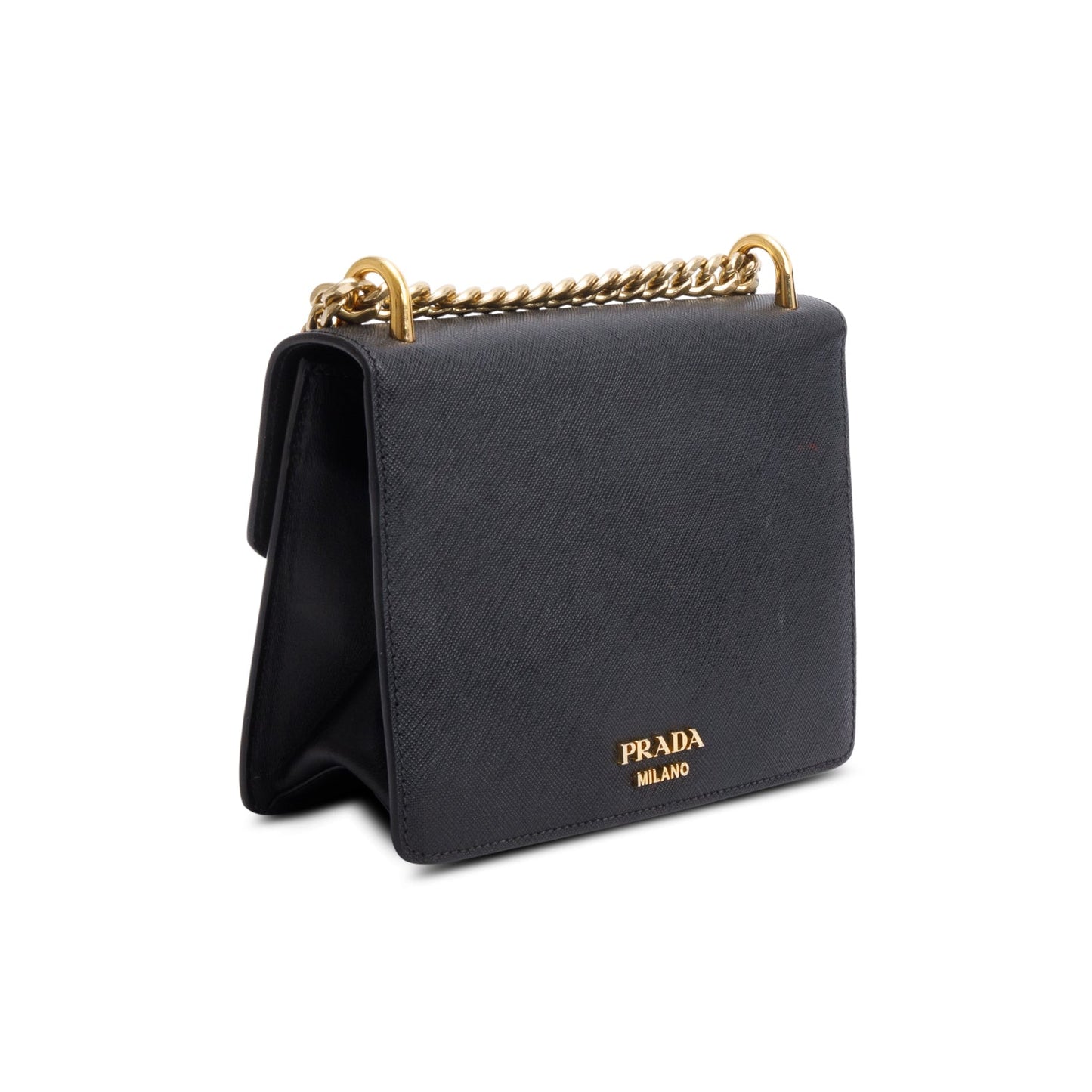 Prada Black Saffiano Soft Calf Leather Arcade Shoulder Bag