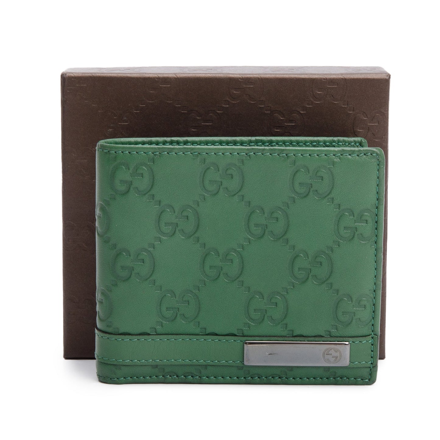 Gucci Green GG Signature Leather Bifold Wallet