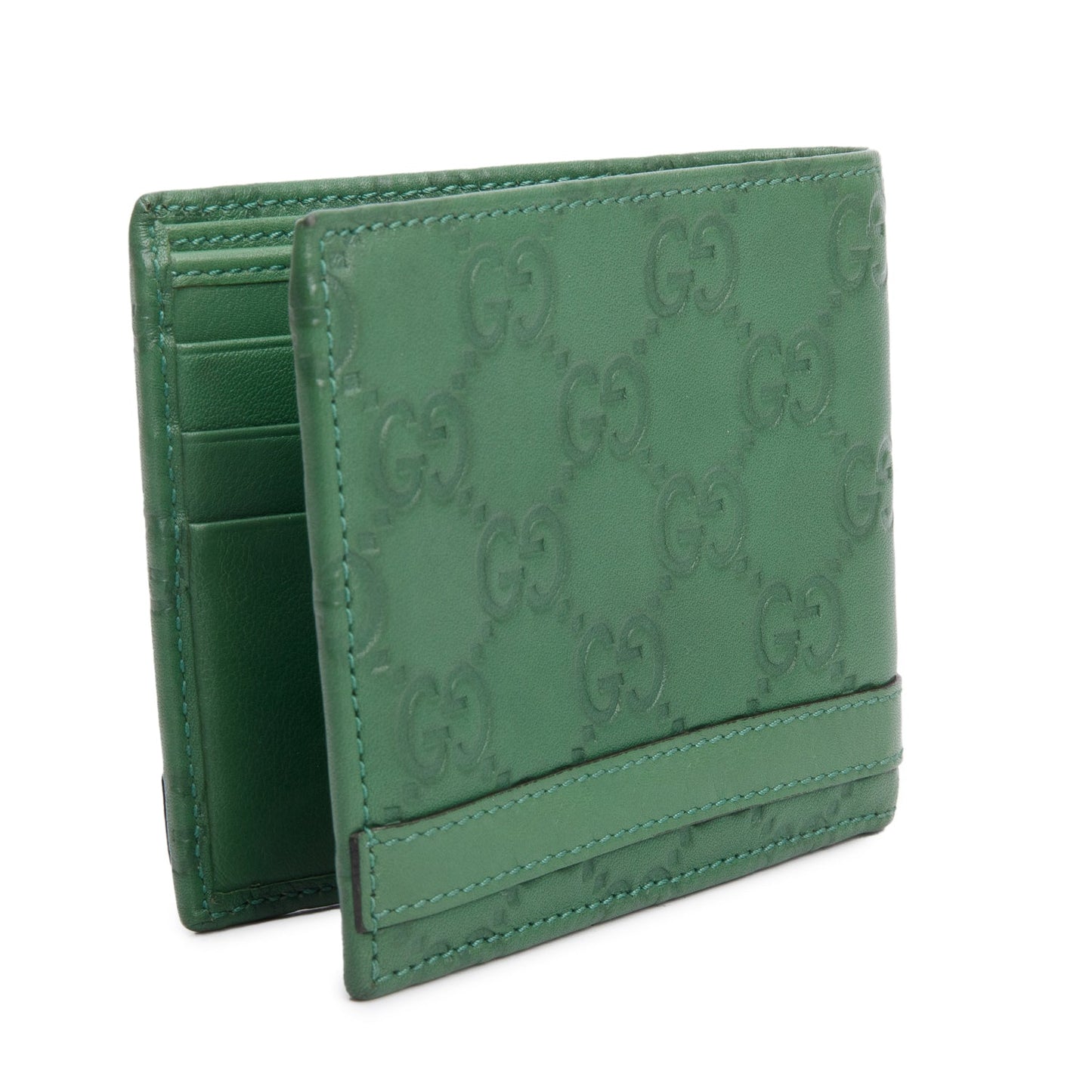 Gucci Green GG Signature Leather Bifold Wallet