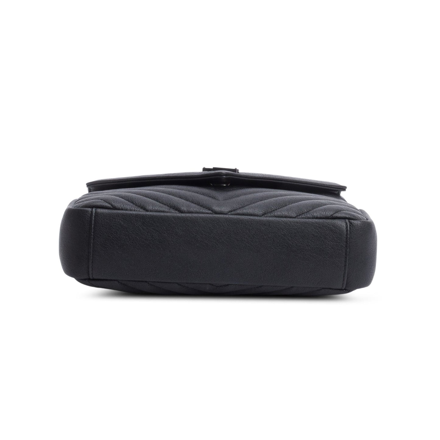 Saint Laurent Black Leather Medium Chevron College Bag