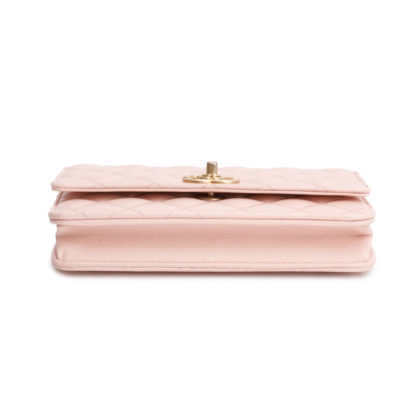 Chanel 2024 Pink Quilted Caviar Leather Camellia Classic Wallet on Chain