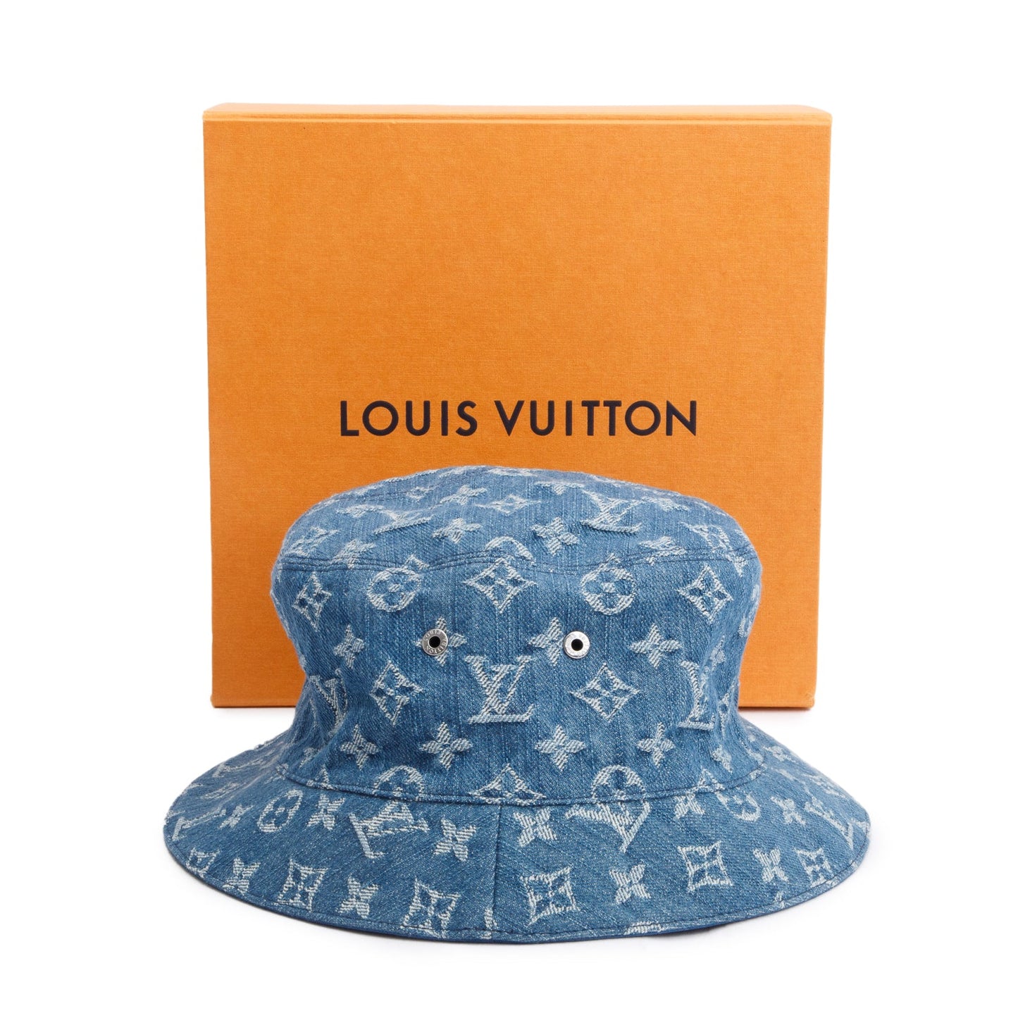 Louis Vuitton 2021 Blue Monogram Denim Essential Bucket Hat, Size 60
