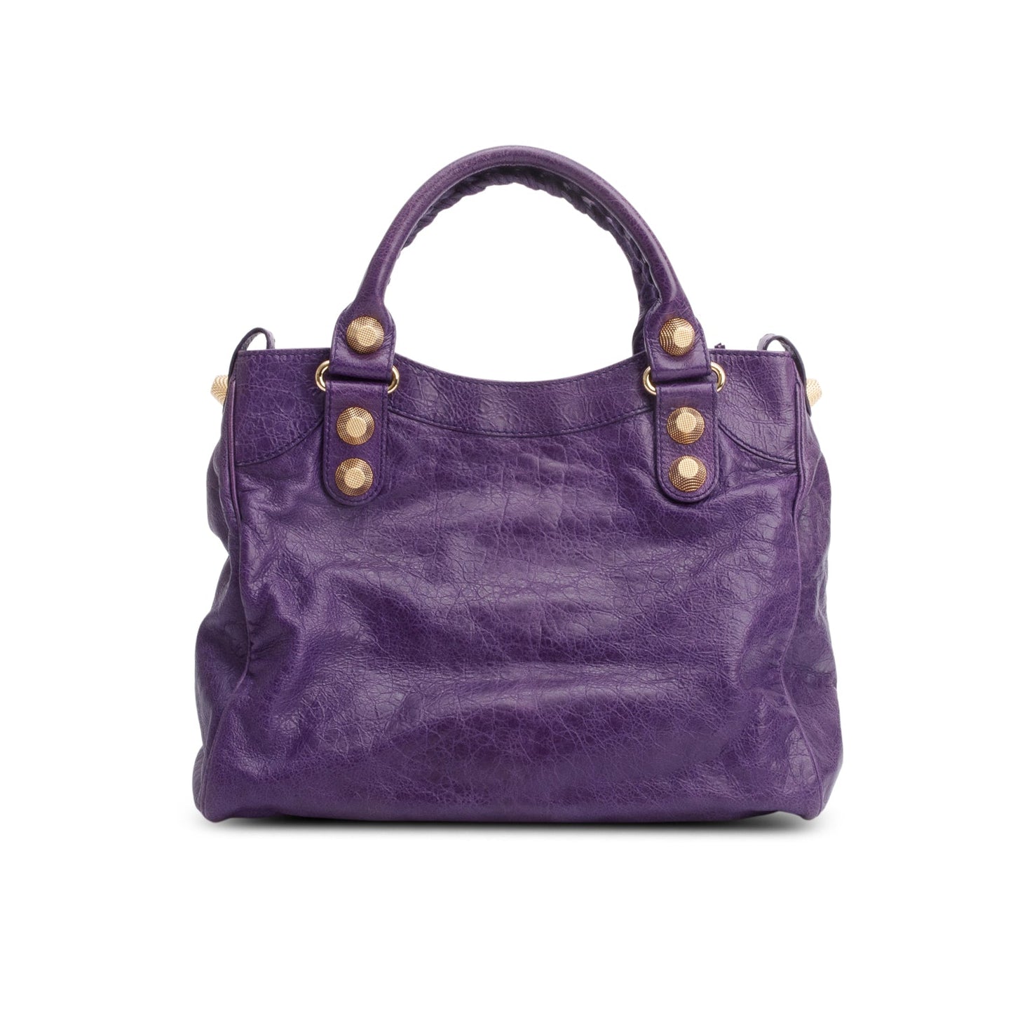 Balenciaga Purple Distressed Arena Leather Giant 21 City Bag