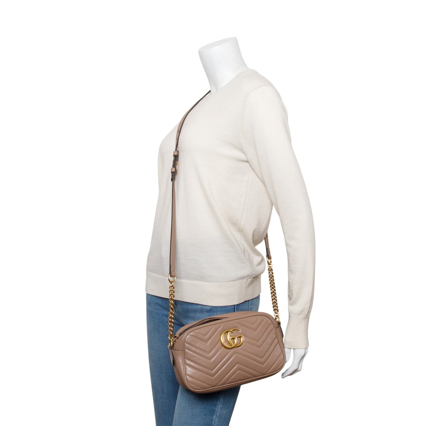 Gucci Beige GG Marmont Matelasse Small Camera Bag