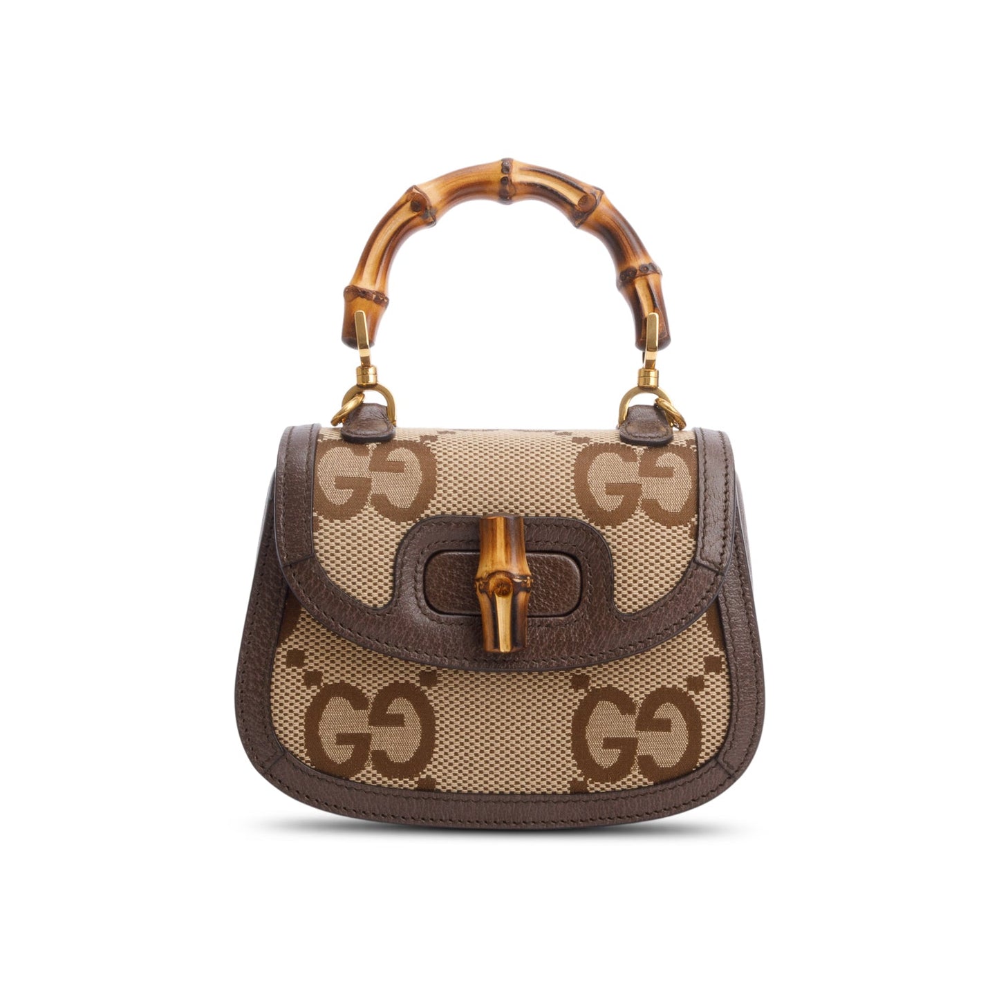 Gucci Beige/Brown Jumbo GG Canvas Bamboo 1947 Mini Top Handle Bag