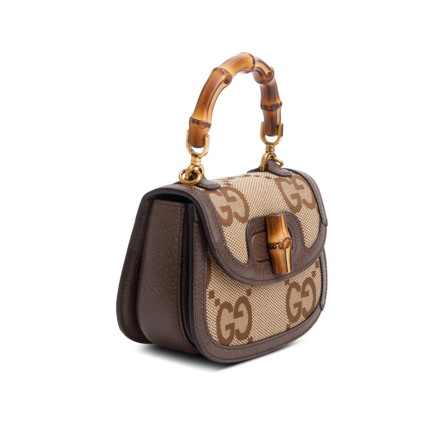 Gucci Beige/Brown Jumbo GG Canvas Bamboo 1947 Mini Top Handle Bag