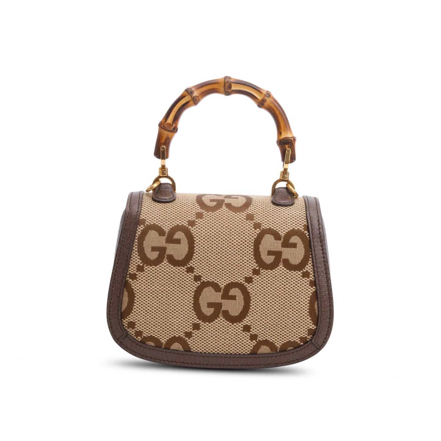 Gucci Beige/Brown Jumbo GG Canvas Bamboo 1947 Mini Top Handle Bag