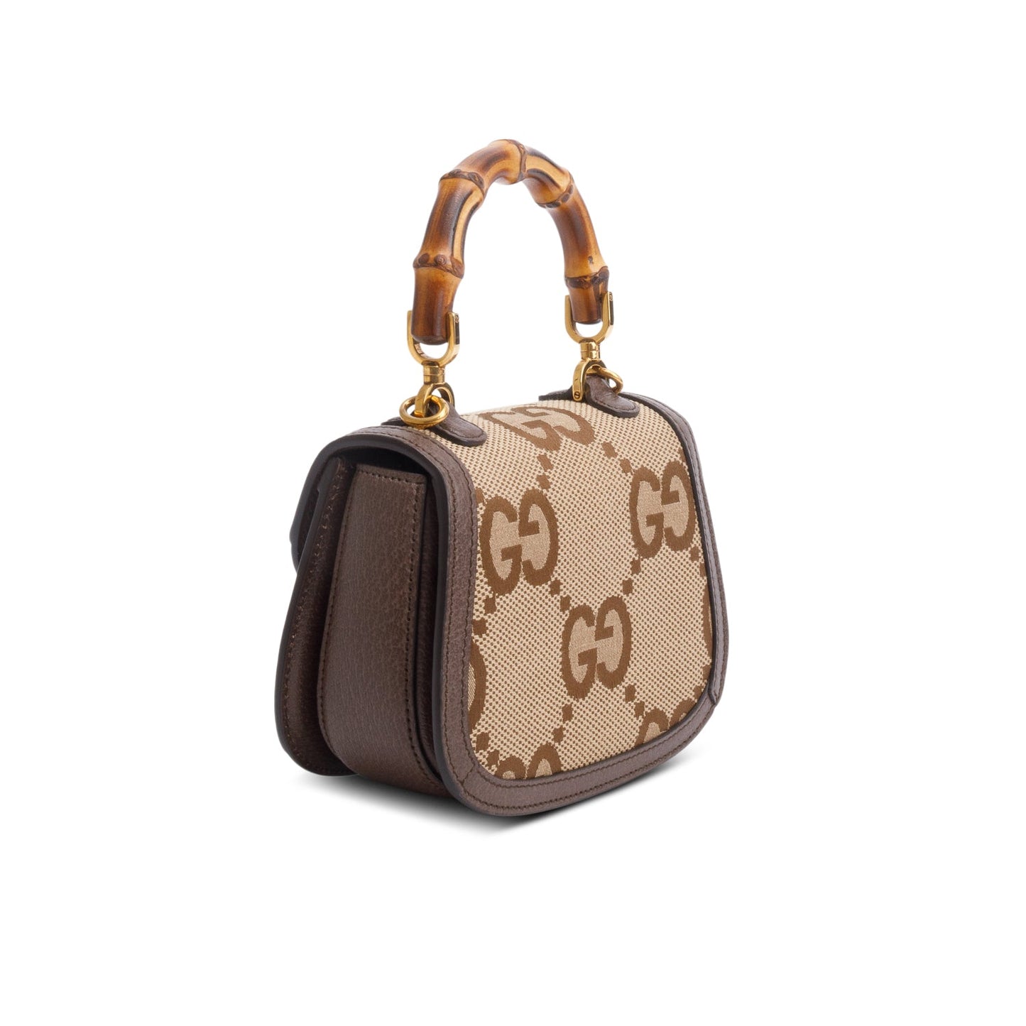 Gucci Beige/Brown Jumbo GG Canvas Bamboo 1947 Mini Top Handle Bag