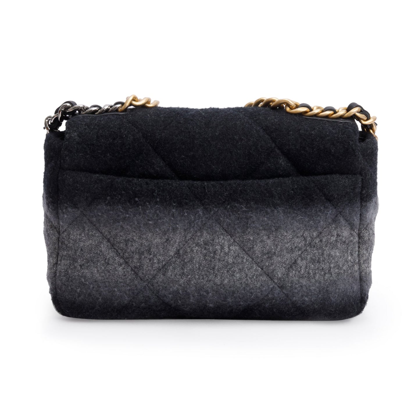 Chanel 2021 Black & Grey Wool Medium 19 Flap Bag