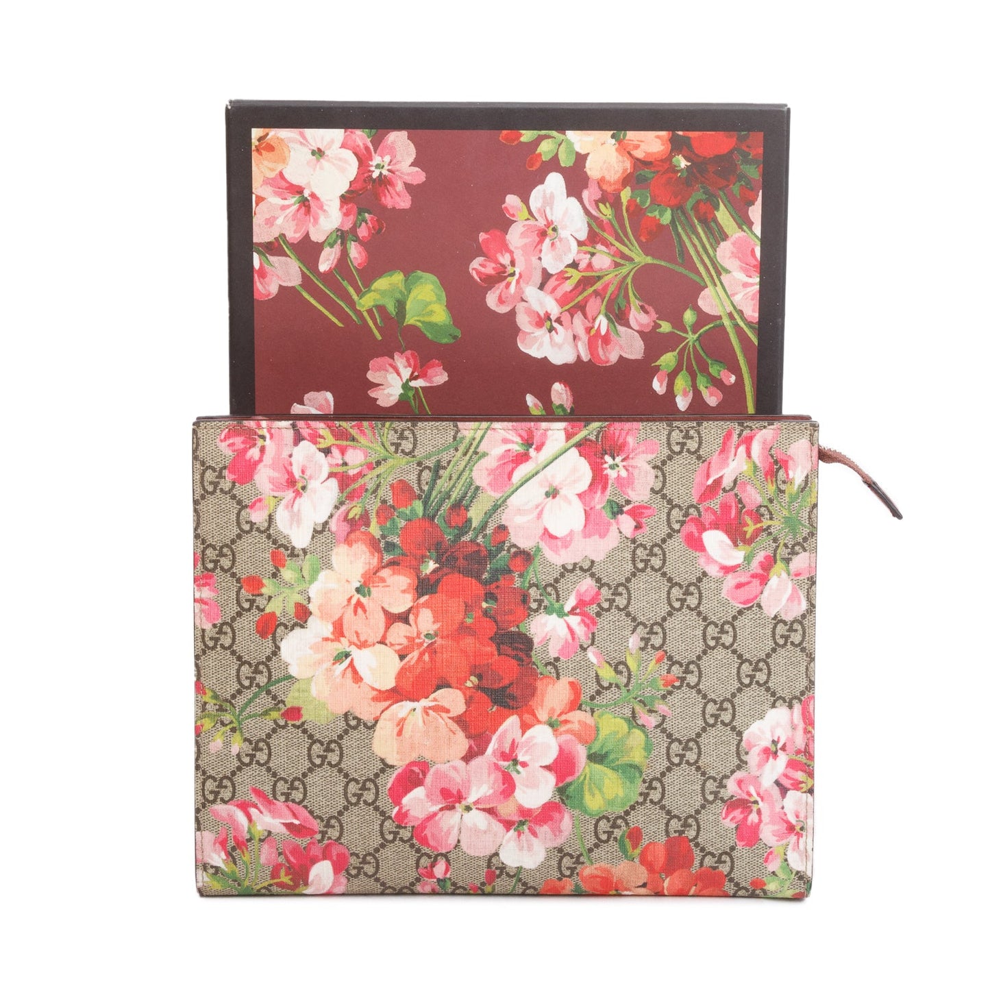 Gucci GG Supreme Blooms Large Cosmetics Zip Pouch