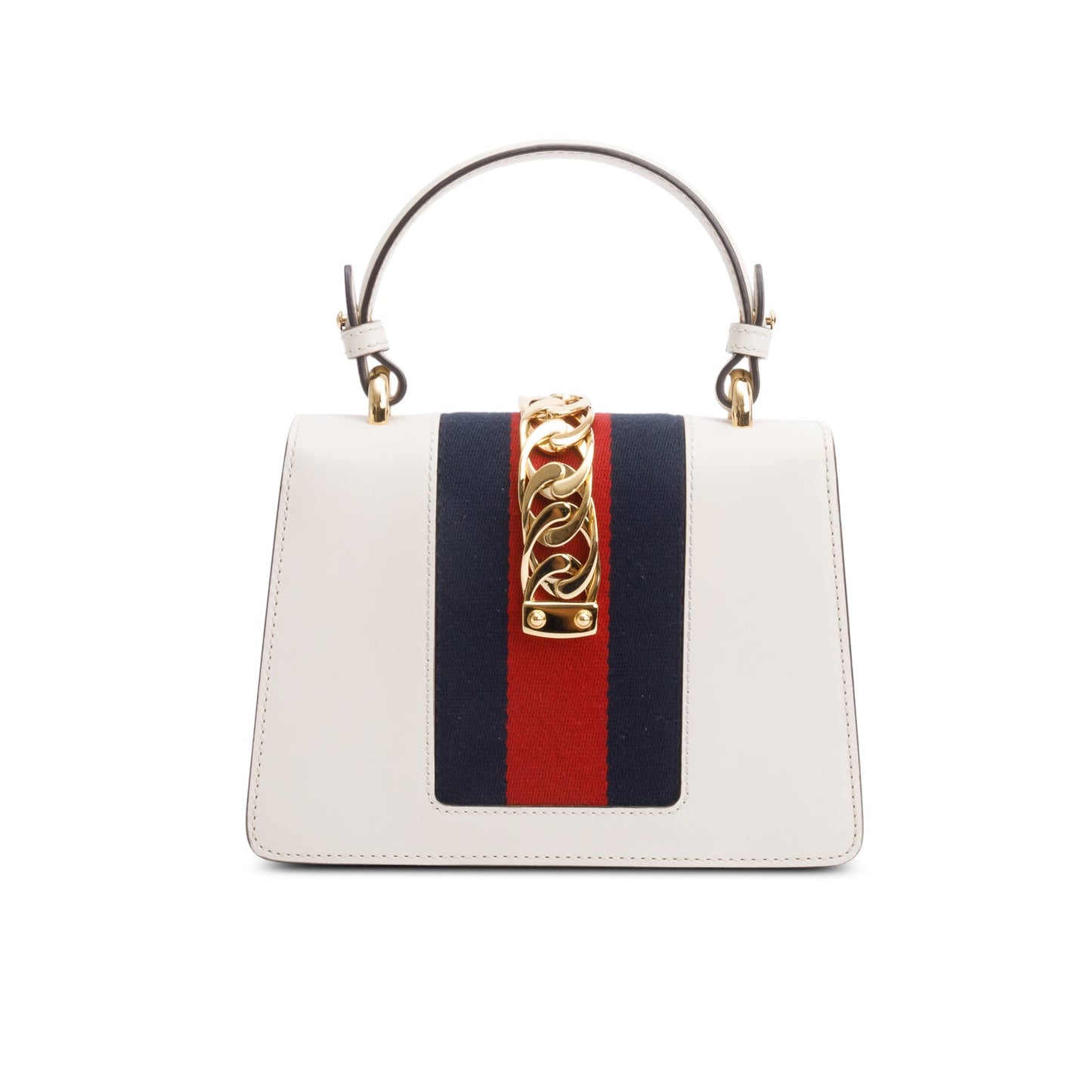 Gucci White Calfskin Leather Mini Sylvie Handle Bag